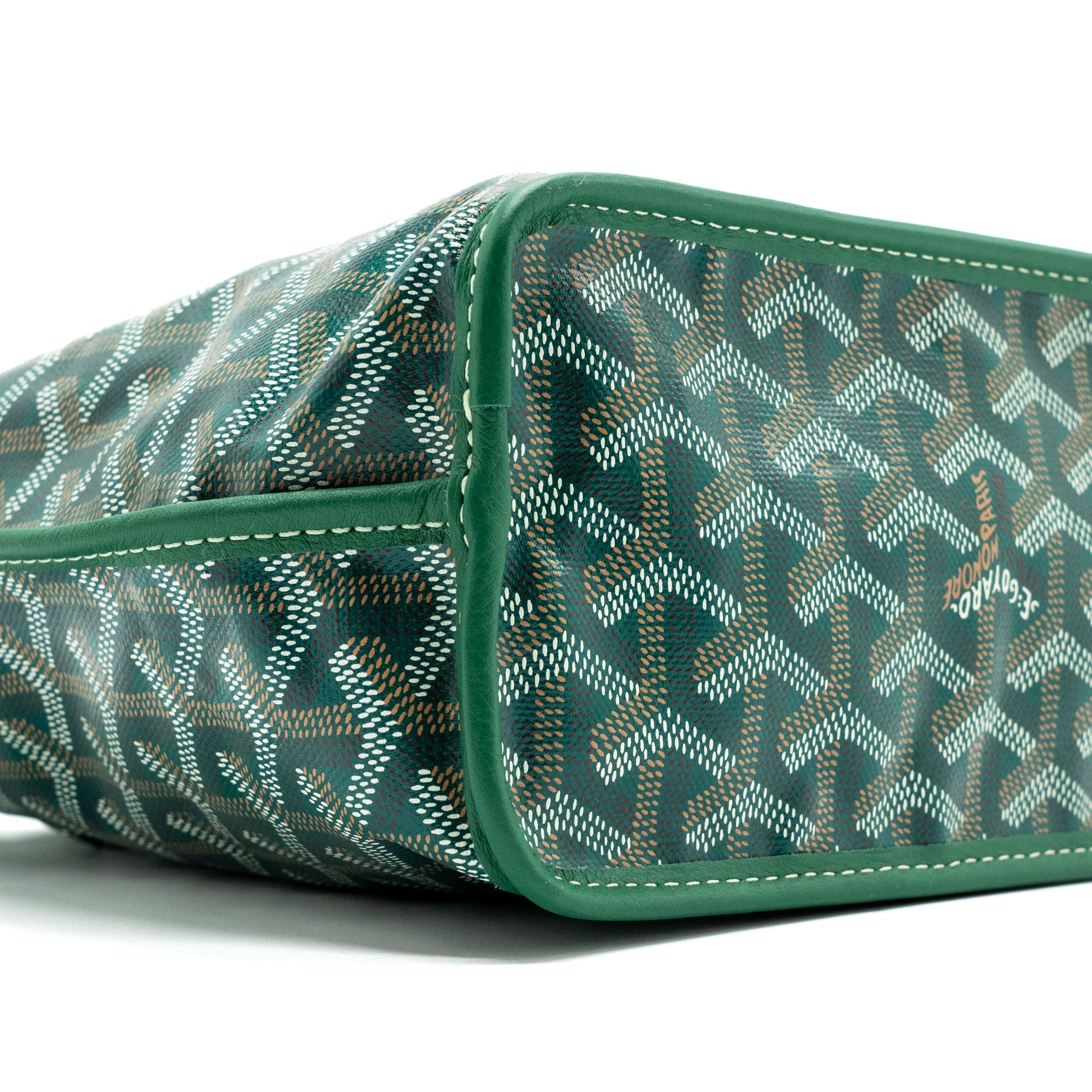 GOYARD MINI ANJOU TOTE BAG GOYARDLINE CANVAS / CALFSKIN GREEN SHW