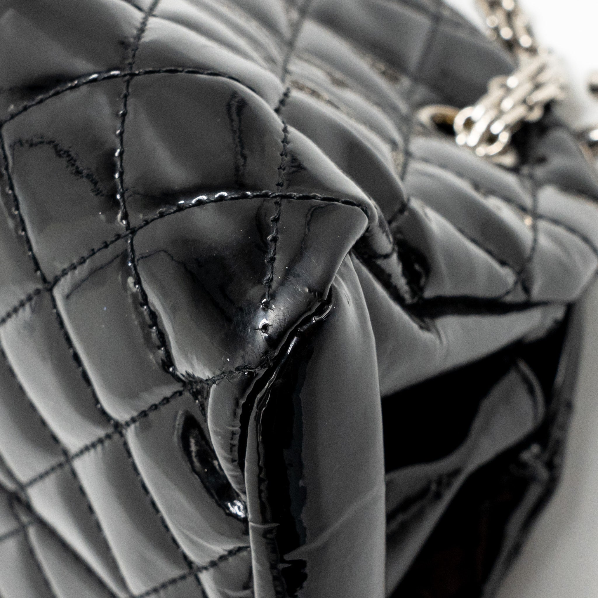 CHANEL JUST MADEMOISELLE BOWLING BAG PATENT BLACK SHW