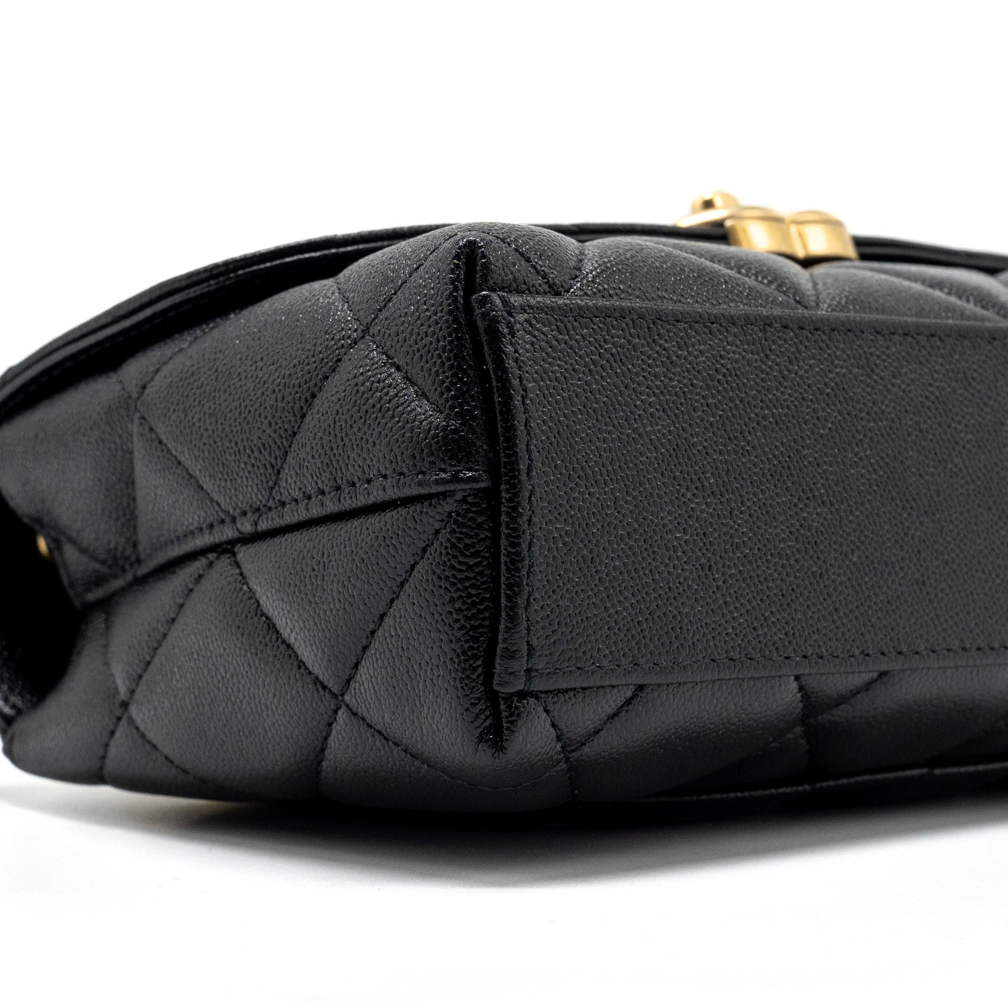 CHANEL 23P QUILTED FLAP BAG WITH GIANT CHAIN CAVIAR BLACK BRUSHED GHW (MICROCHIP)