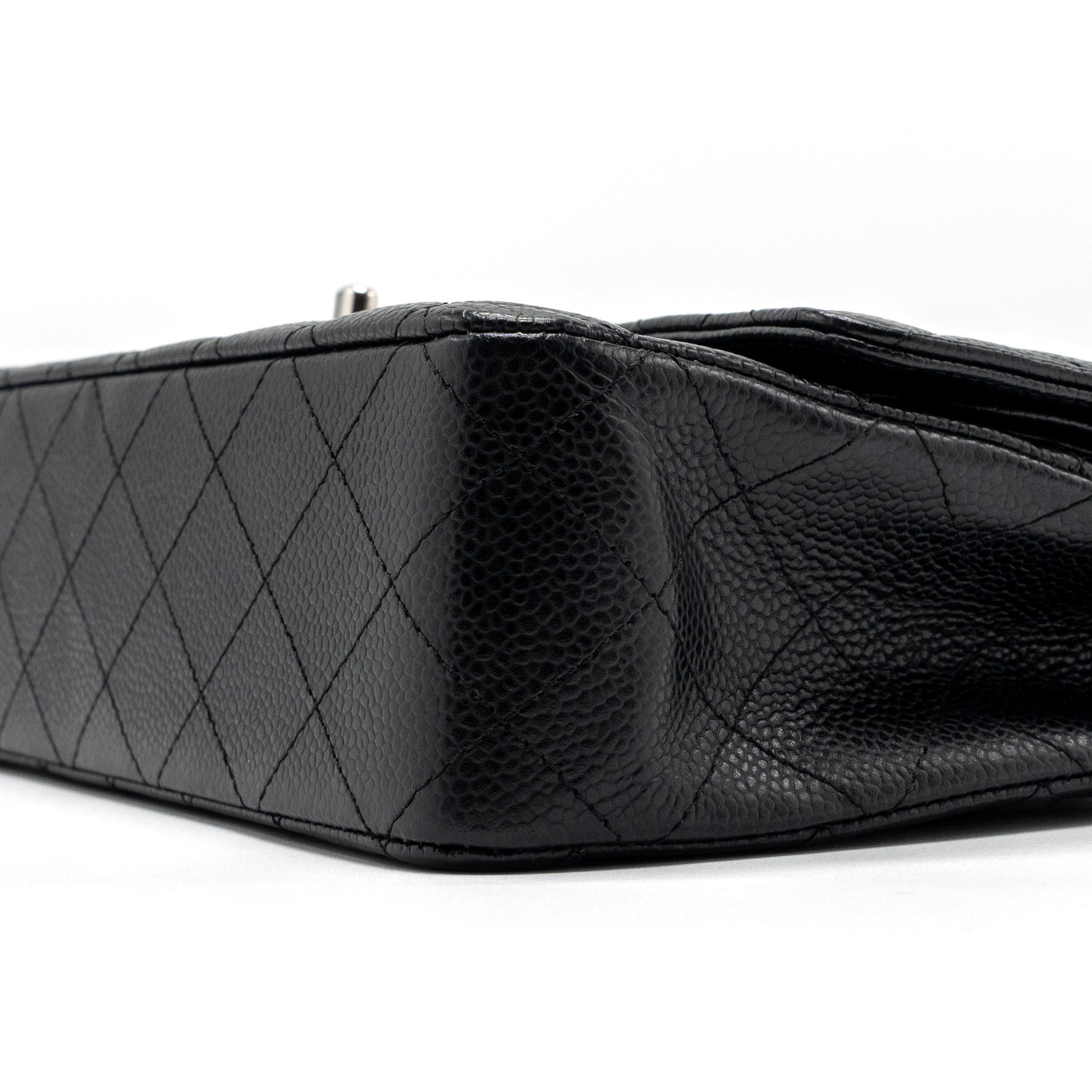 CHANEL MEDIUM CLASSIC DOUBLE FLAP BAG CAVIAR BLACK SHW