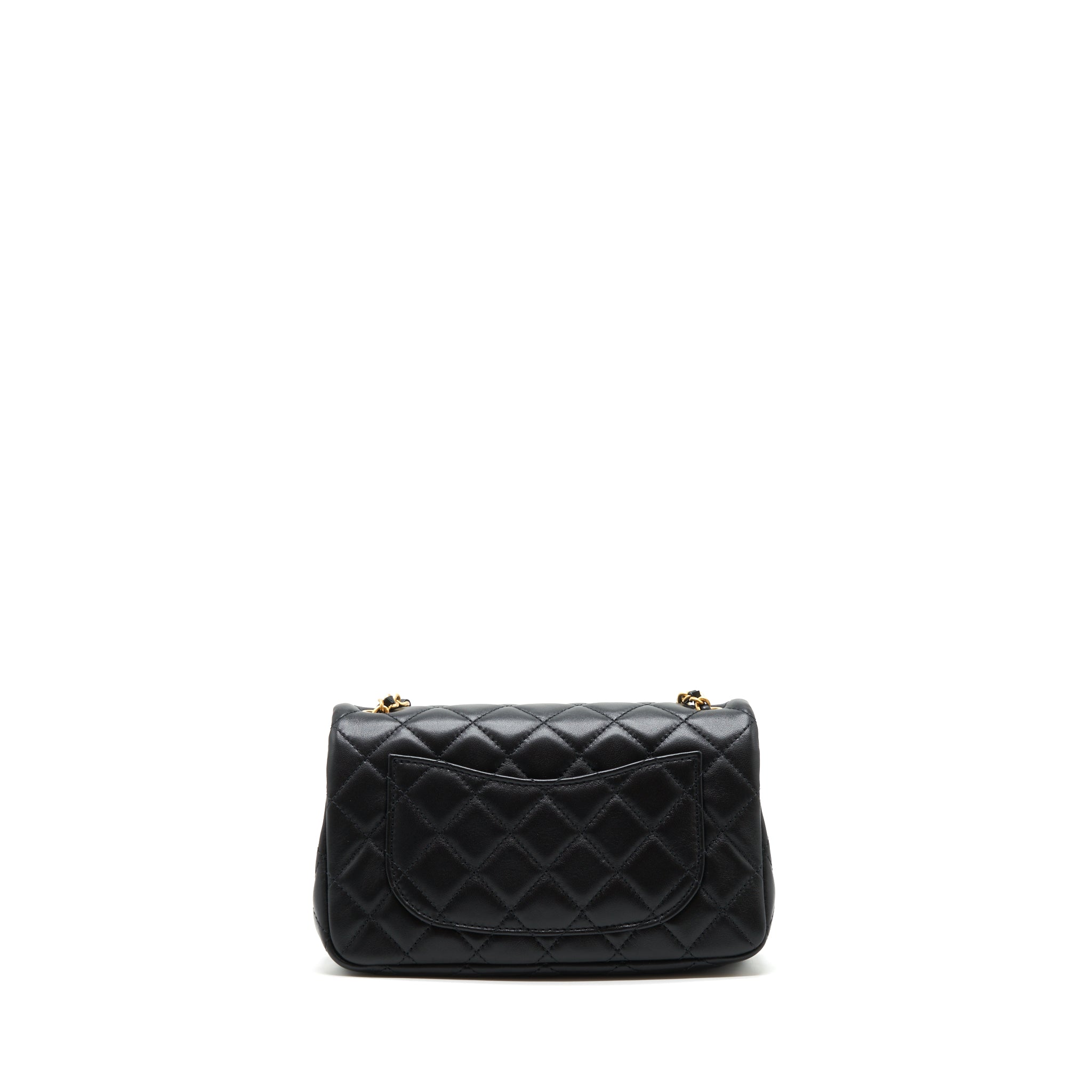 CHANEL 22C PEARL CRUSH MINI RECTANGULAR LAMBSKIN BLACK GHW (MICROCHIP)