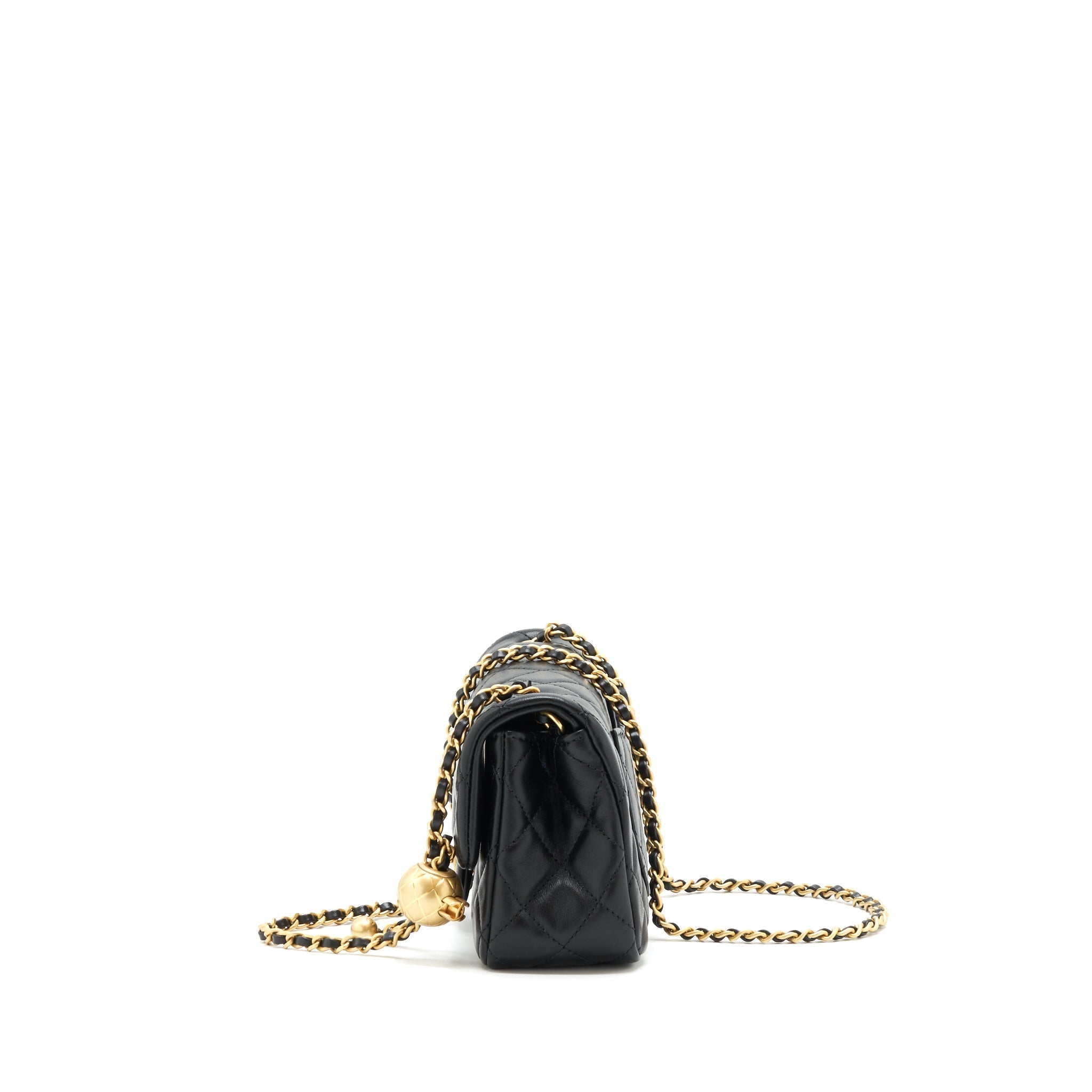 CHANEL 22C PEARL CRUSH MINI RECTANGULAR LAMBSKIN BLACK GHW (MICROCHIP)