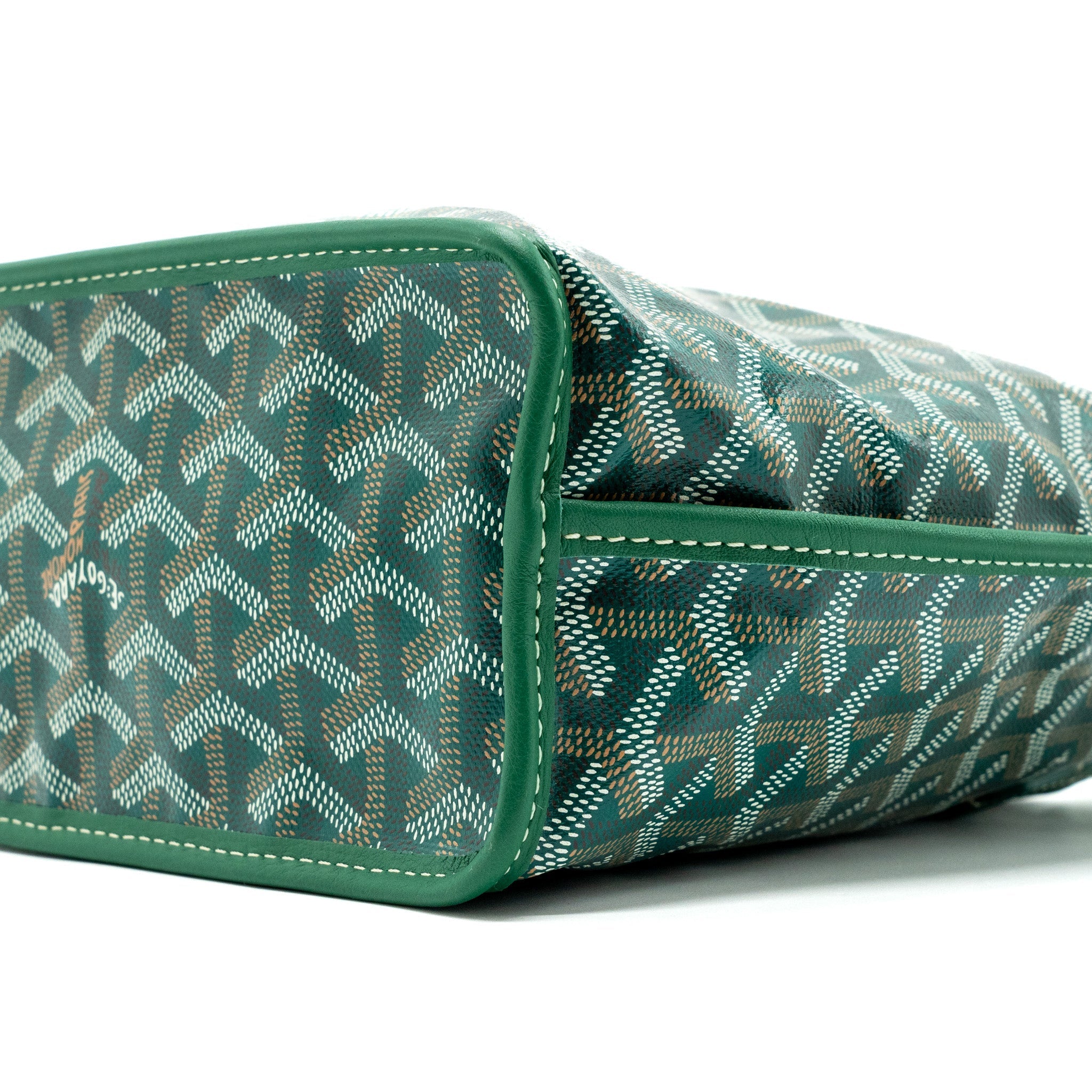GOYARD MINI ANJOU TOTE BAG GOYARDLINE CANVAS / CALFSKIN GREEN SHW