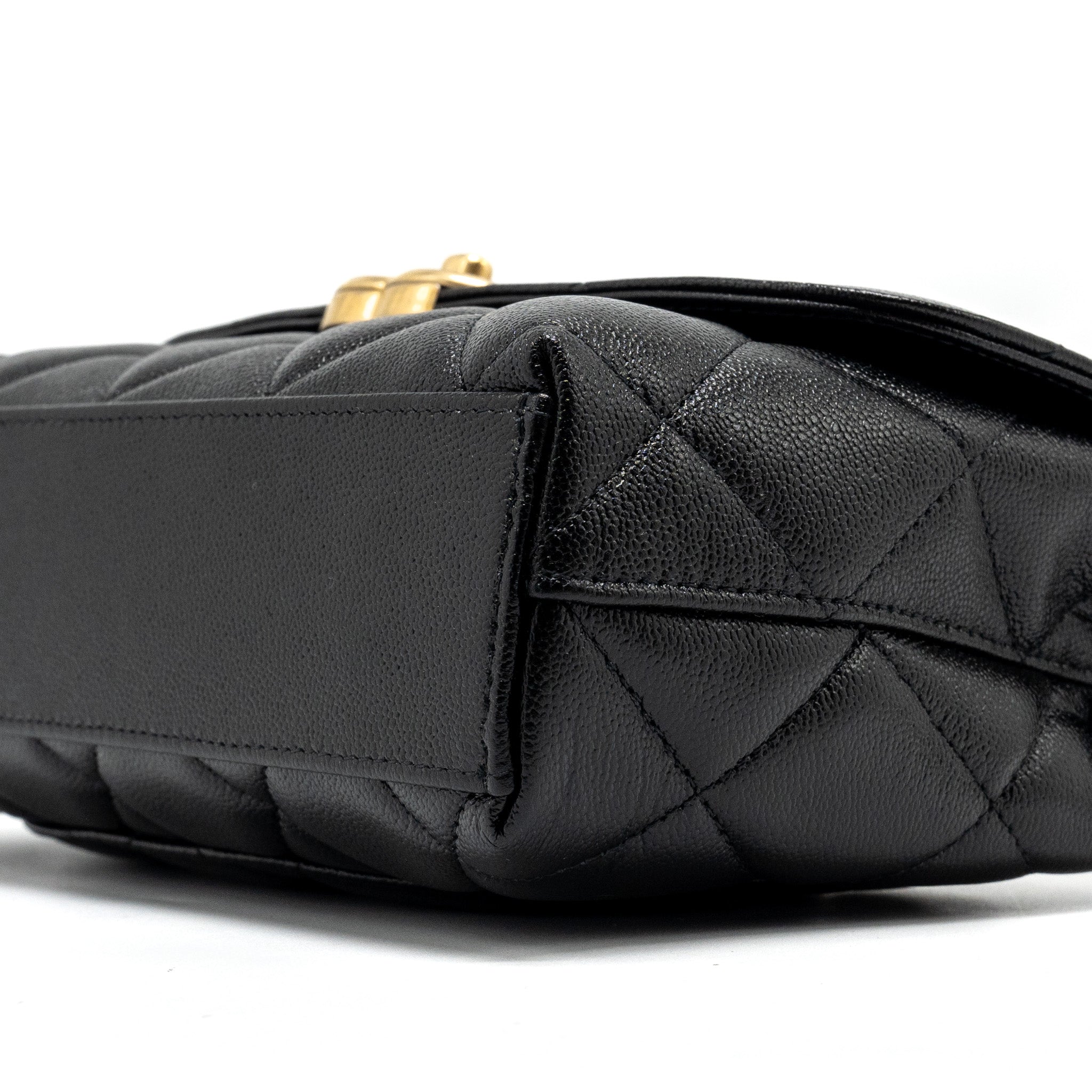 CHANEL 23P QUILTED FLAP BAG WITH GIANT CHAIN CAVIAR BLACK BRUSHED GHW (MICROCHIP)