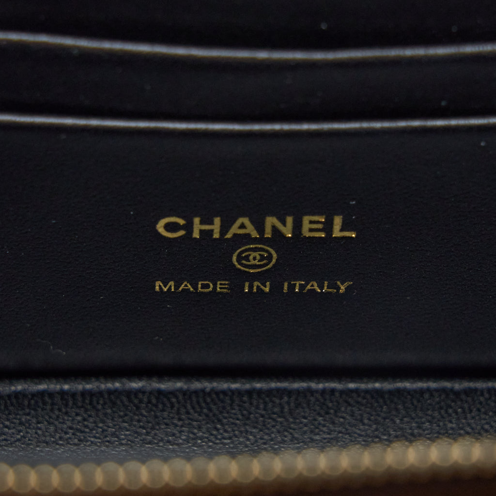 CHANEL TOP TWIST CHAIN HANDLE LONG VANITY WITH CHAIN LAMBSKIN BLACK BRUSHED GHW (MICROCHIP)