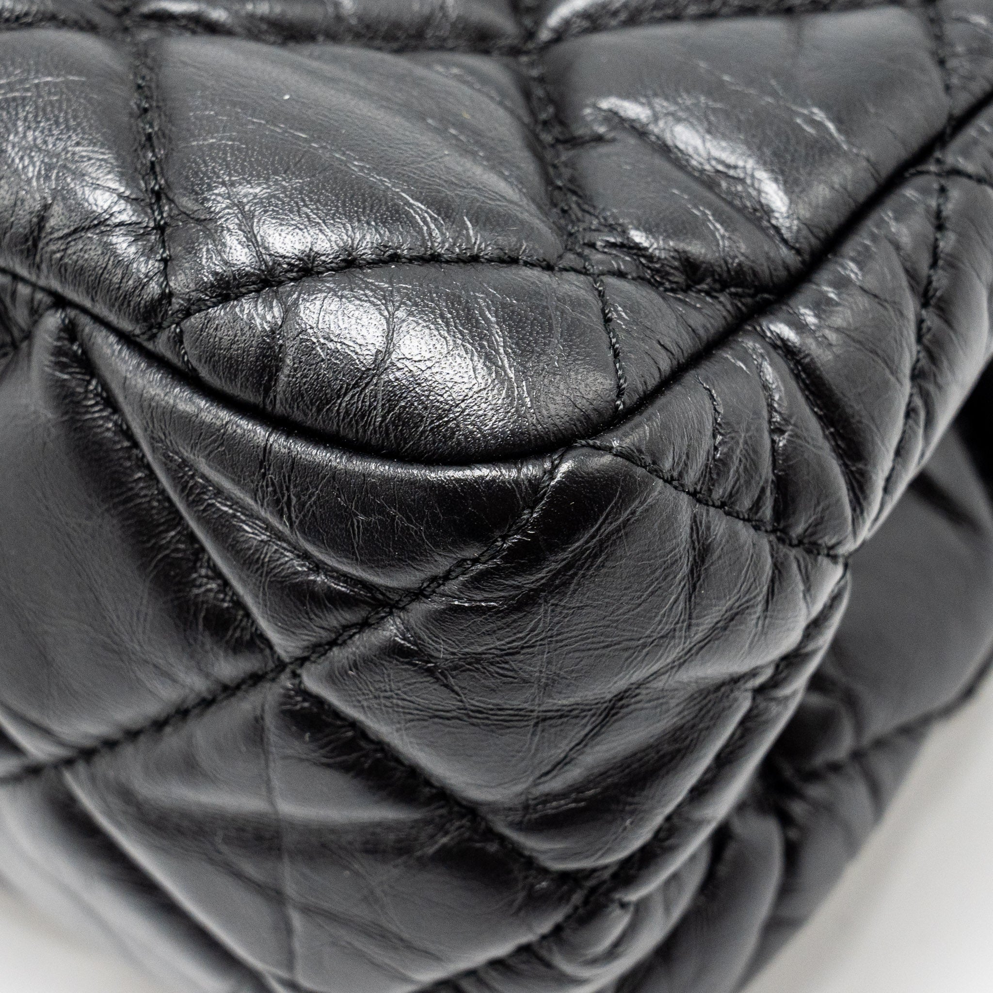 CHANEL HANGER REISSUE FLAP BAG LIMITED EDITION AGED CALFSKIN BLACK GHW
