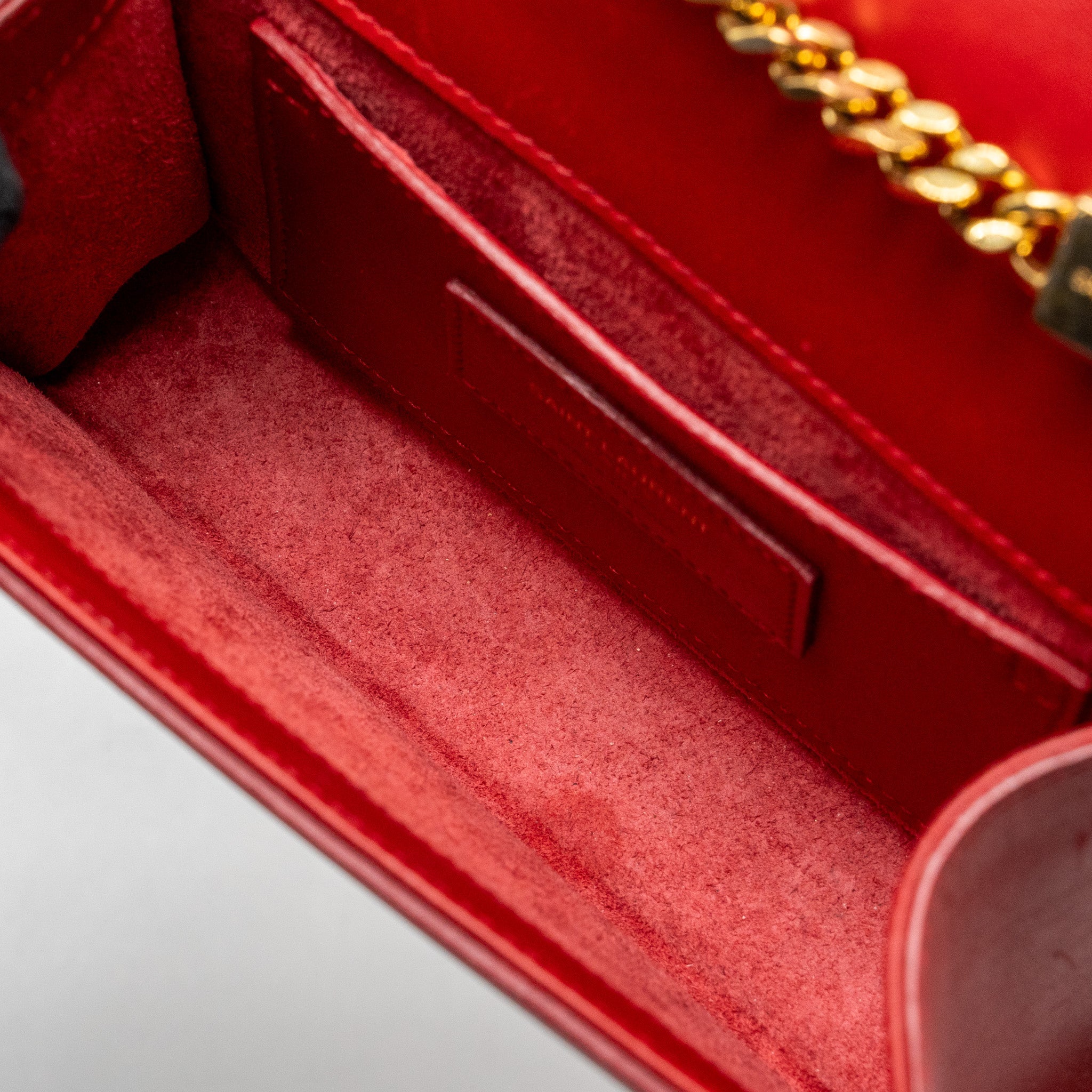 SAINT LAURENT/YSL SMALL KATE BAG TASSEL CALFSKIN RED GHW