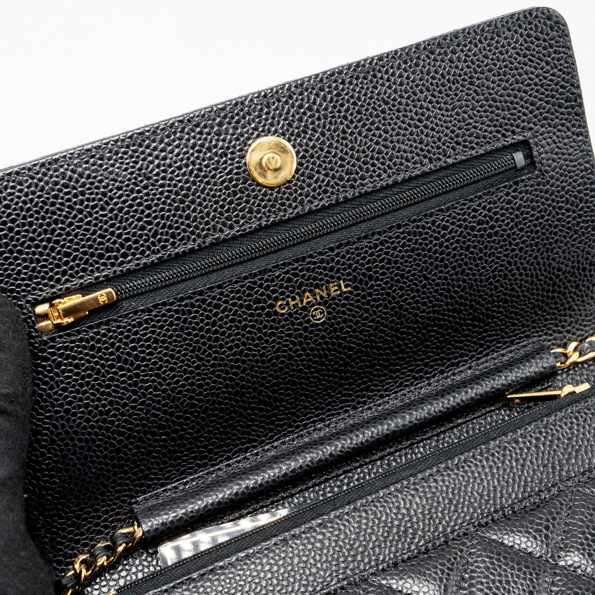 CHANEL CLASSIC WALLET ON CHAIN CAVIAR BLACK GHW
