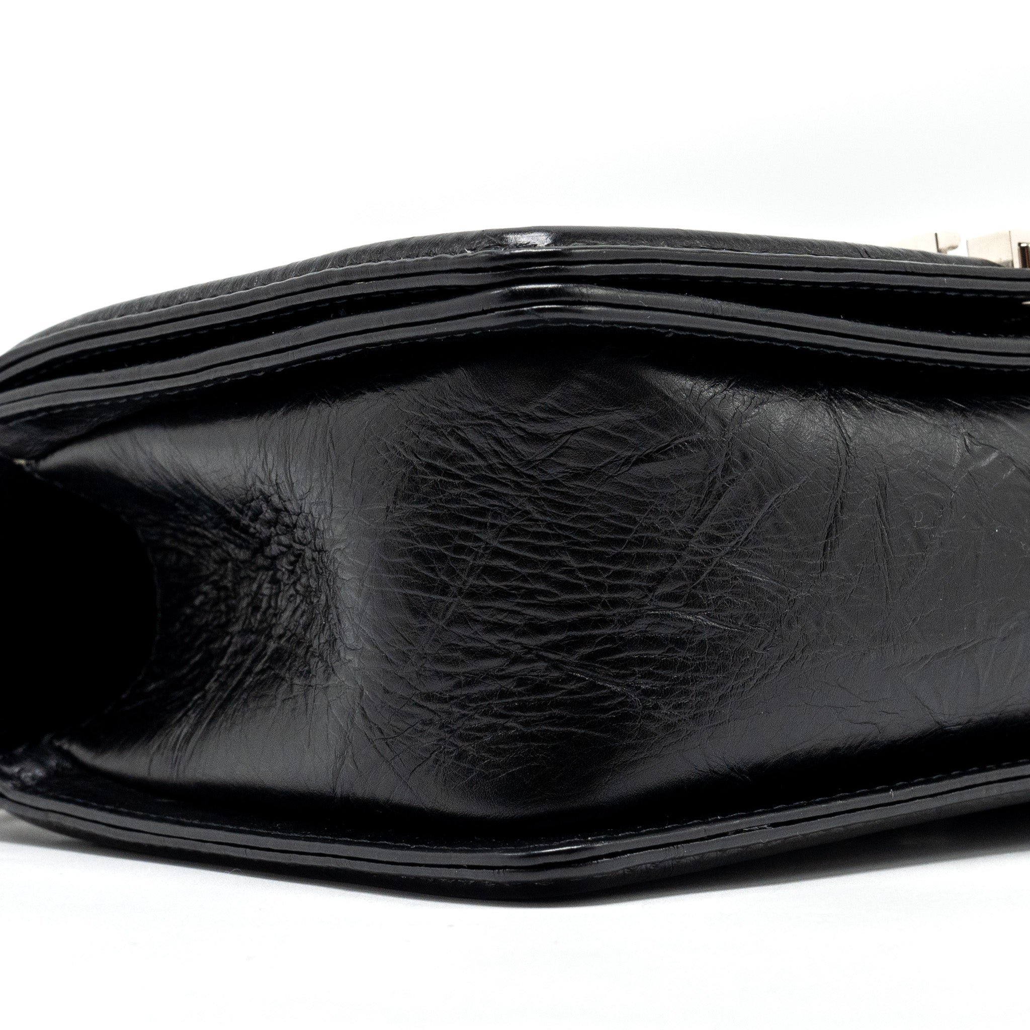 CHANEL MEDIUM CHEVRON BOY BAG LIMITED EDITION CALFSKIN BLACK SHW