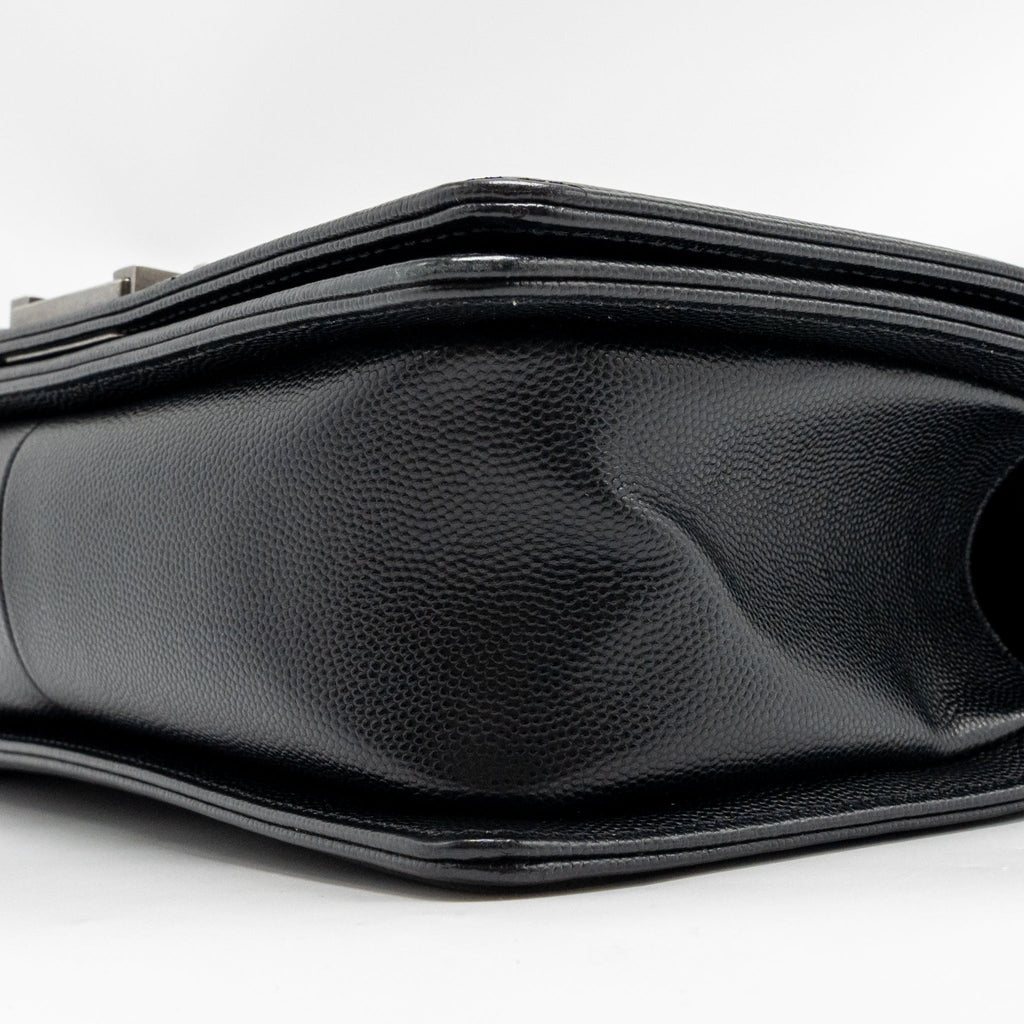 CHANEL MEDIUM BOY BAG CAVIAR BLACK RUTHENIUM SILVER HARDWARE