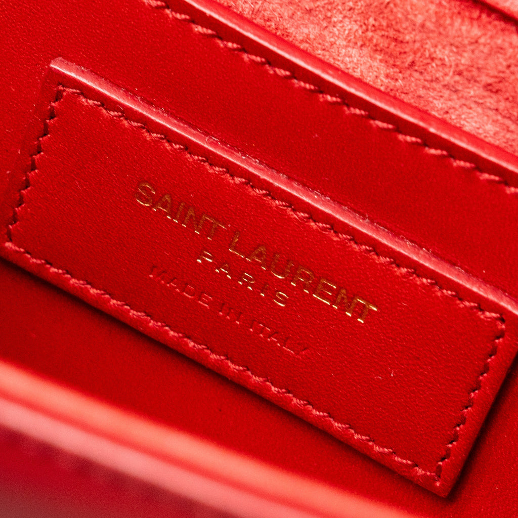 SAINT LAURENT/YSL SMALL KATE BAG TASSEL CALFSKIN RED GHW