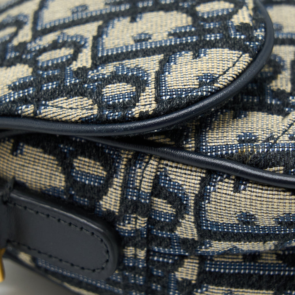 DIOR MINI SADDLE BLUE OBLIQUE GHW