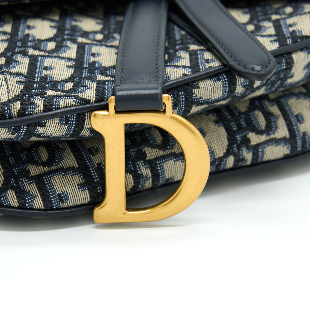 DIOR MINI SADDLE BLUE OBLIQUE GHW
