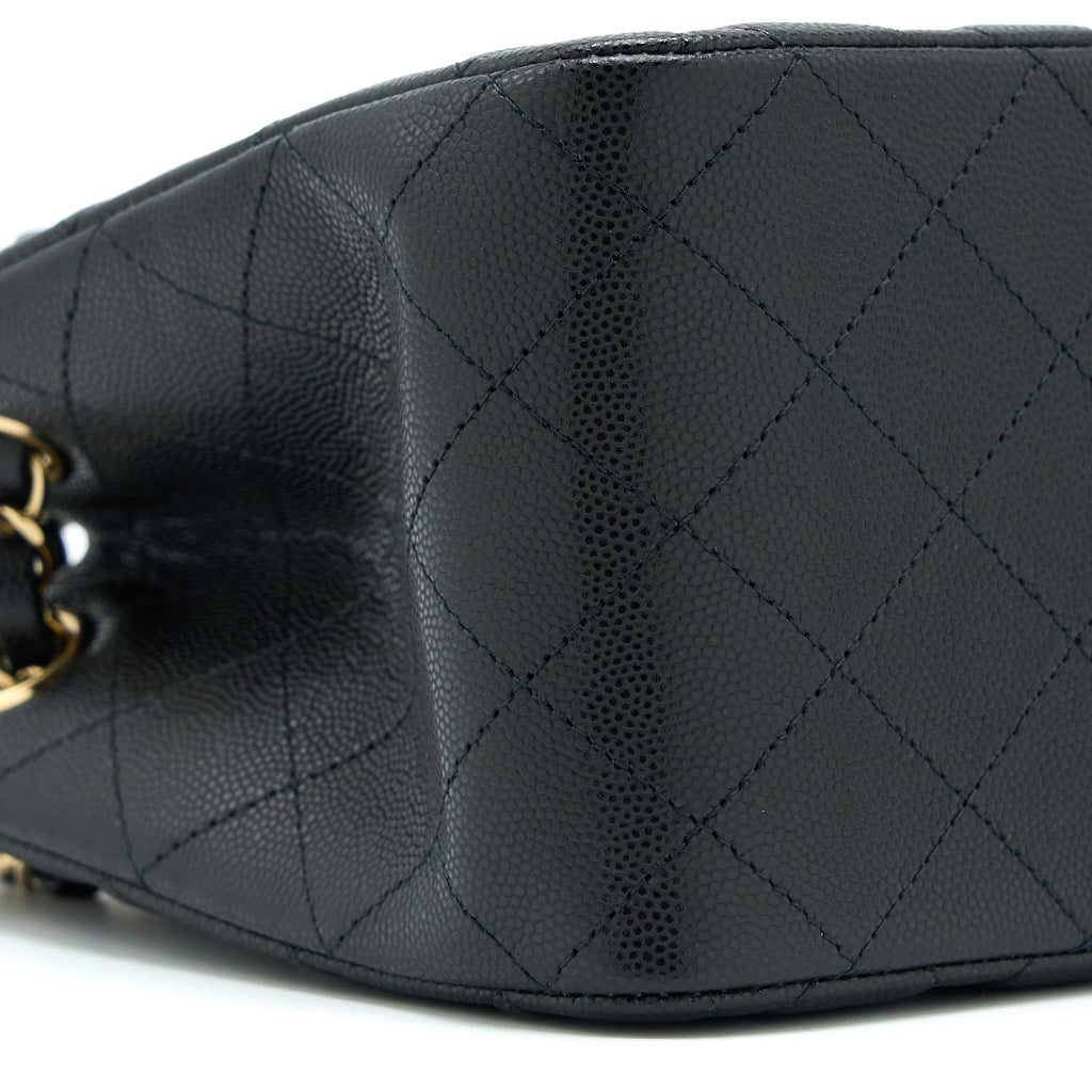 CHANEL MINI BUCKET TOTE BAG CAVIAR BLACK LGHW (MICROCHIP)