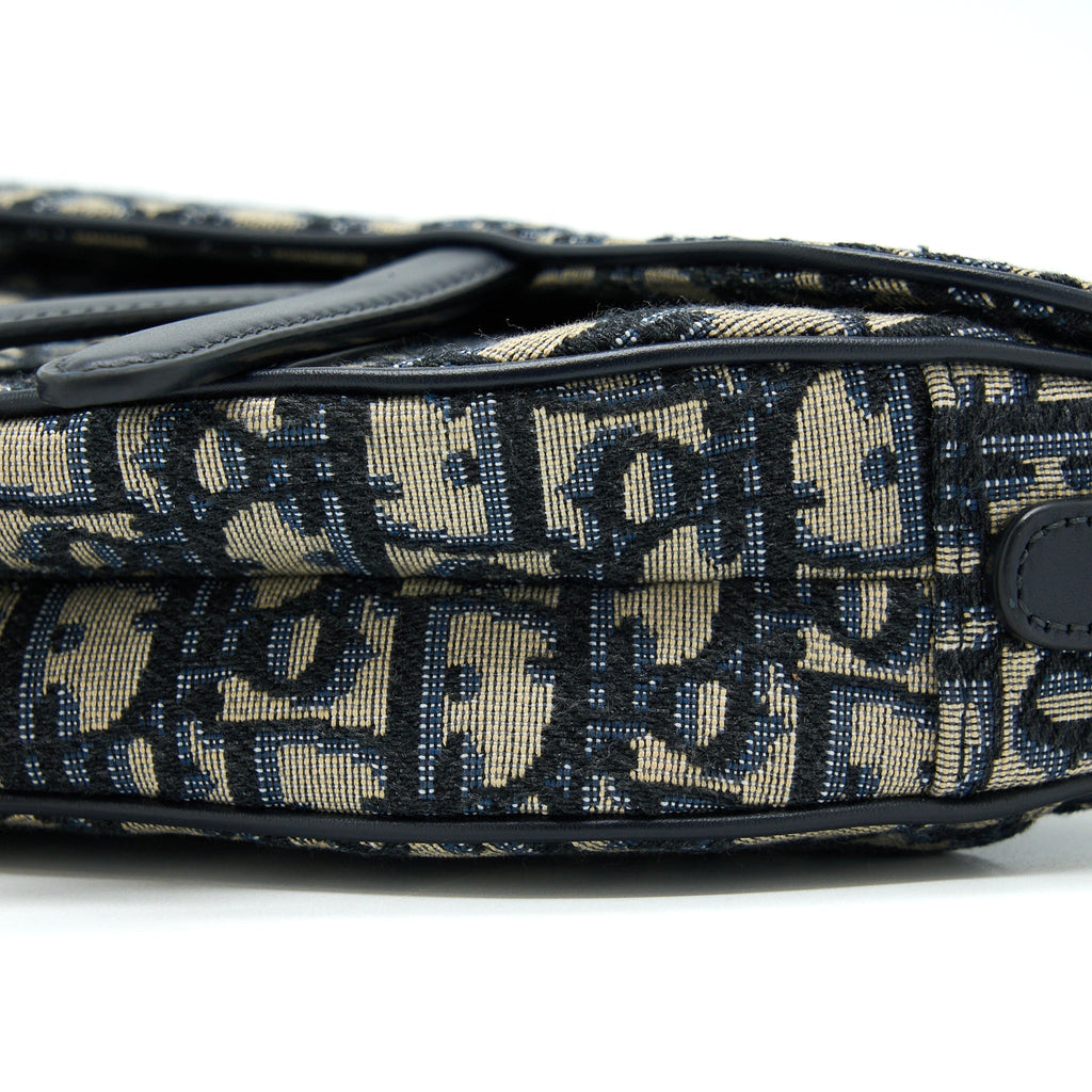 DIOR MINI SADDLE BLUE OBLIQUE GHW