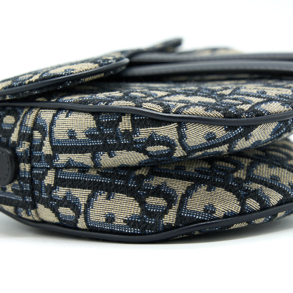DIOR MINI SADDLE BLUE OBLIQUE GHW
