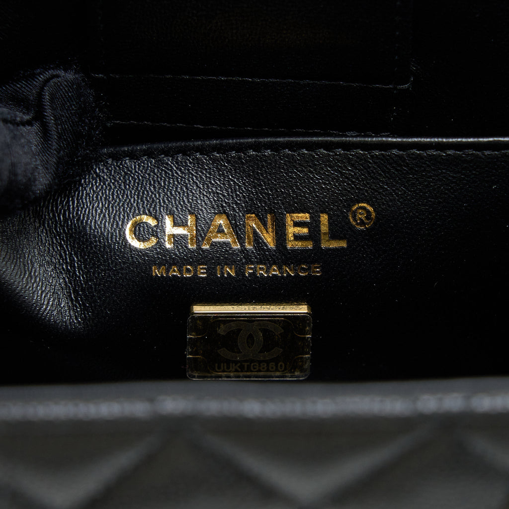 CHANEL MINI BUCKET TOTE BAG CAVIAR BLACK LGHW (MICROCHIP)