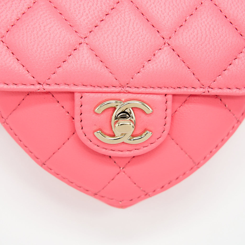 CHANEL 22S HEART BELT BAG LAMBSKIN PINK LGHW