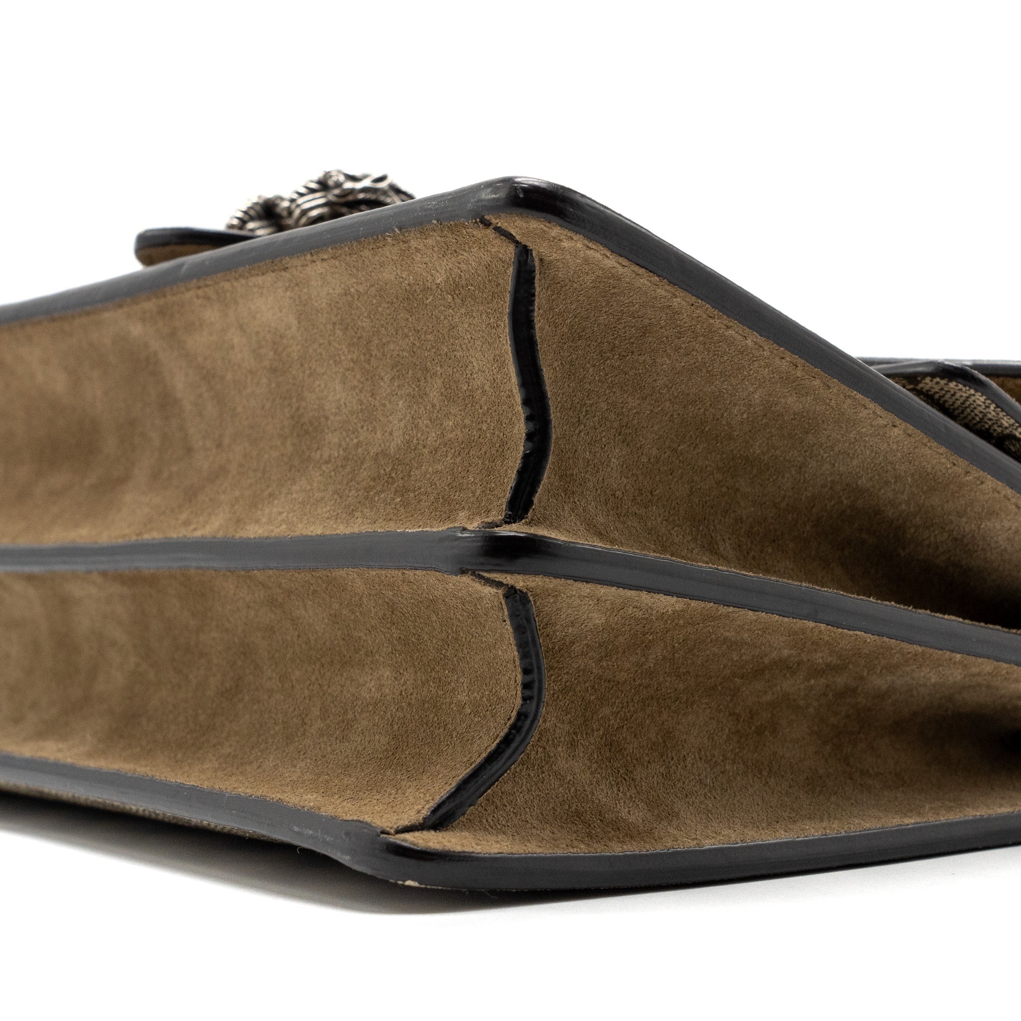 GUCCI DIONYSUS GG SMALL SUPREME CANVAS/TAUPE SUEDE BEIGE SHW