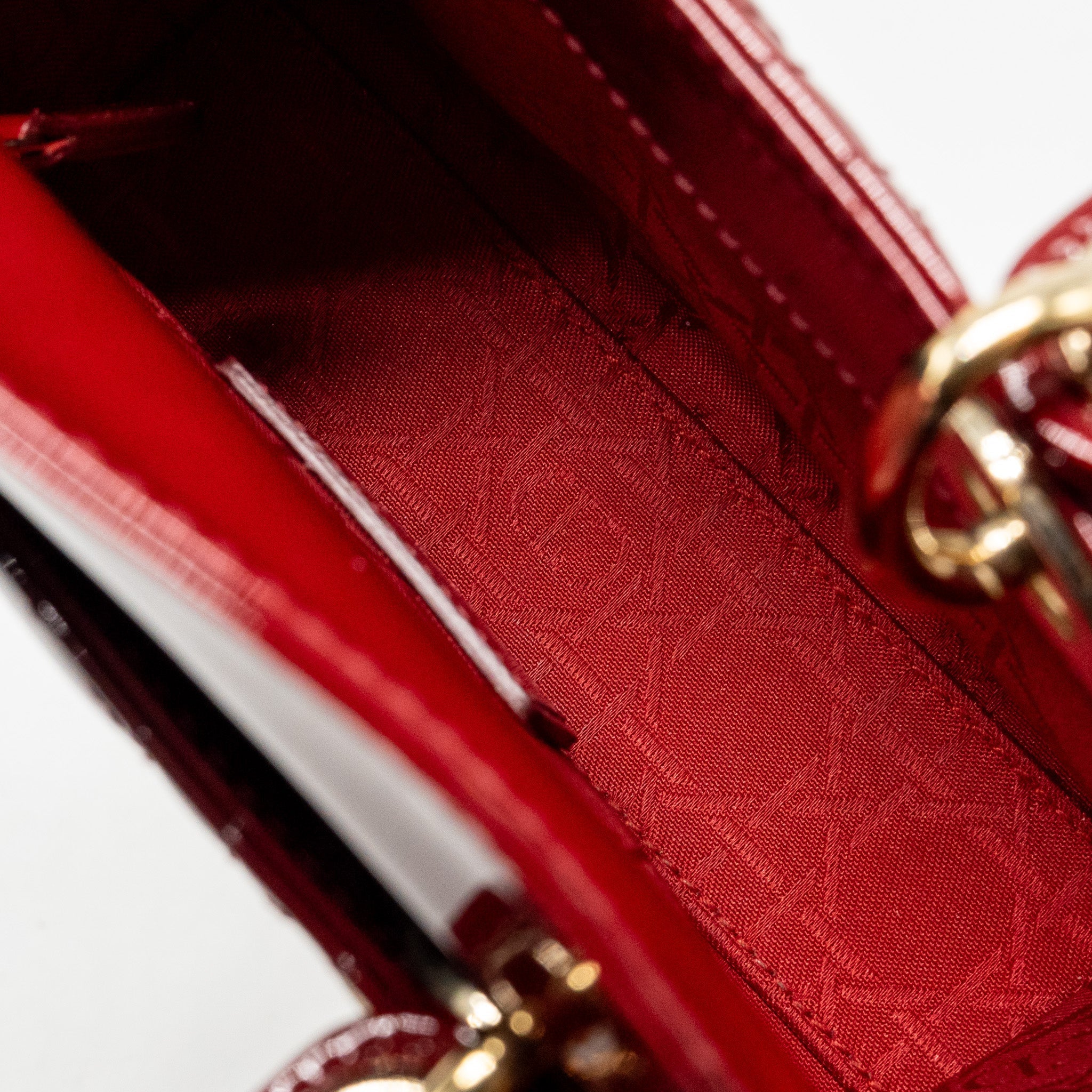 DIOR MINI LADY DIOR PATENT LEATHER RED GHW