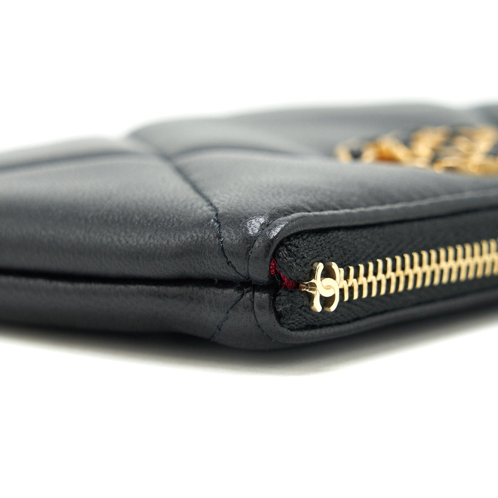 CHANEL 19 MINI POUCH LAMBSKIN BLACK GHW