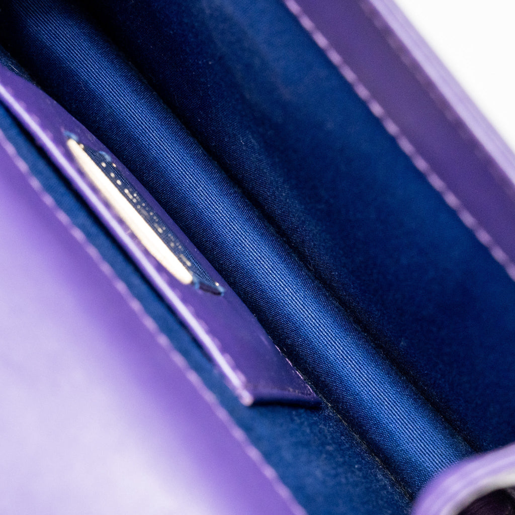 BVLGARI SERPENTI FOREVER BAG CRYSTAL GALUCHAT/CALFSKIN PURPLE LGHW