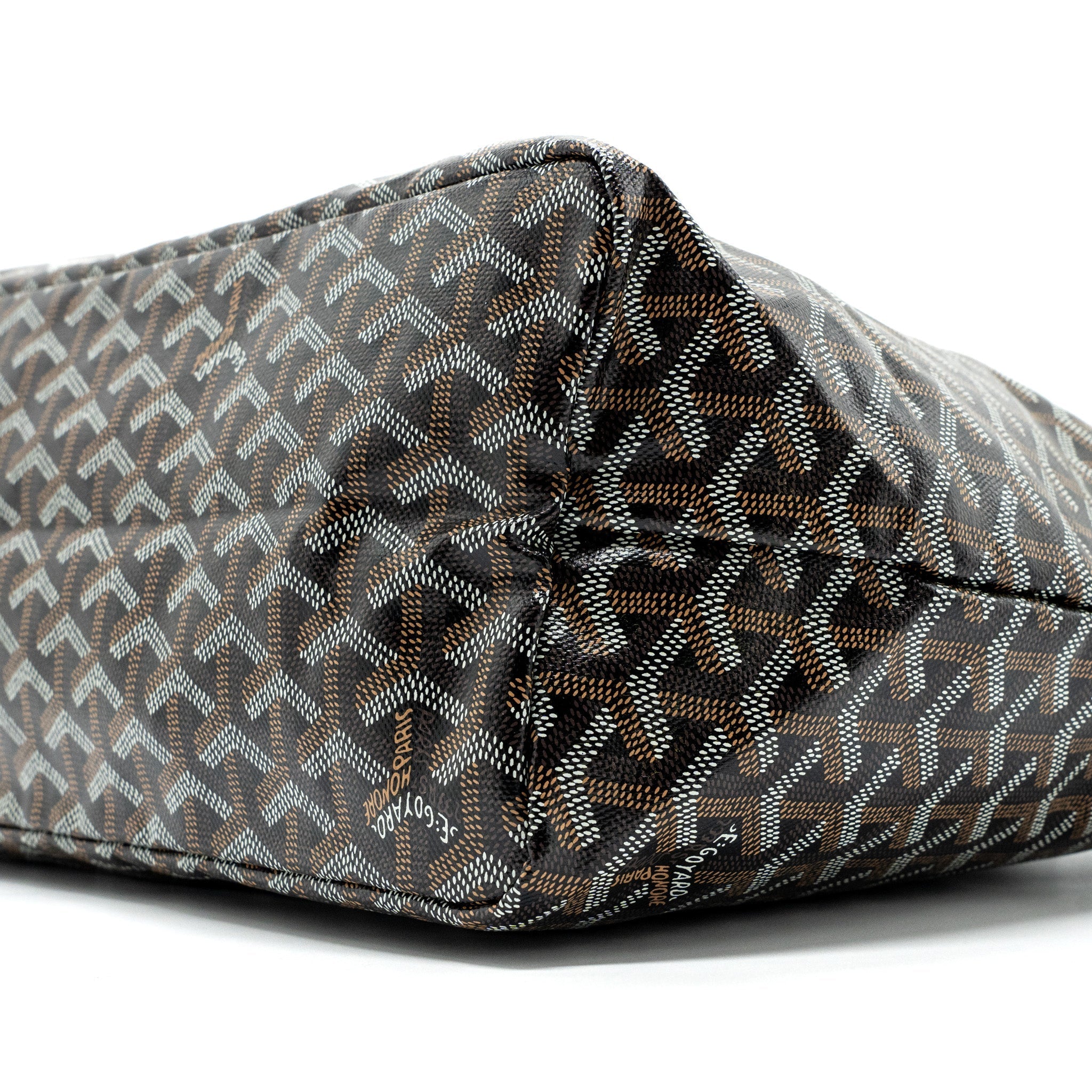 GOYARD SAINT LOUIS PM TOTE BAG GOYARDLINE CANVAS / CALFSKIN BLACK SHW