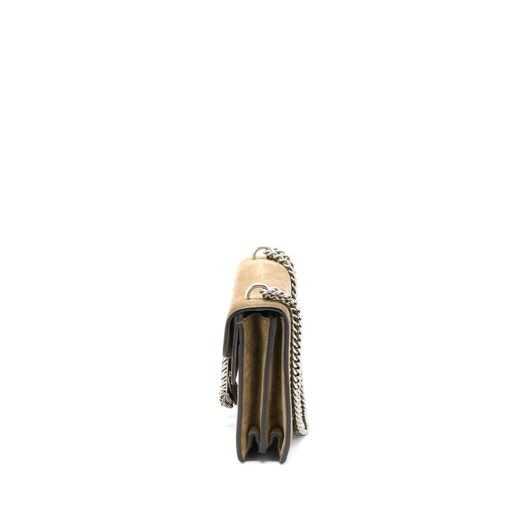 GUCCI SMALL DIONYSUS BAG SUEDE LEATHER DARK BEIGE SHW