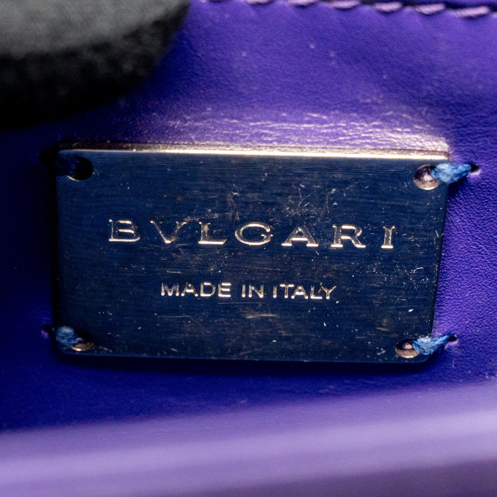 BVLGARI SERPENTI FOREVER BAG CRYSTAL GALUCHAT/CALFSKIN PURPLE LGHW