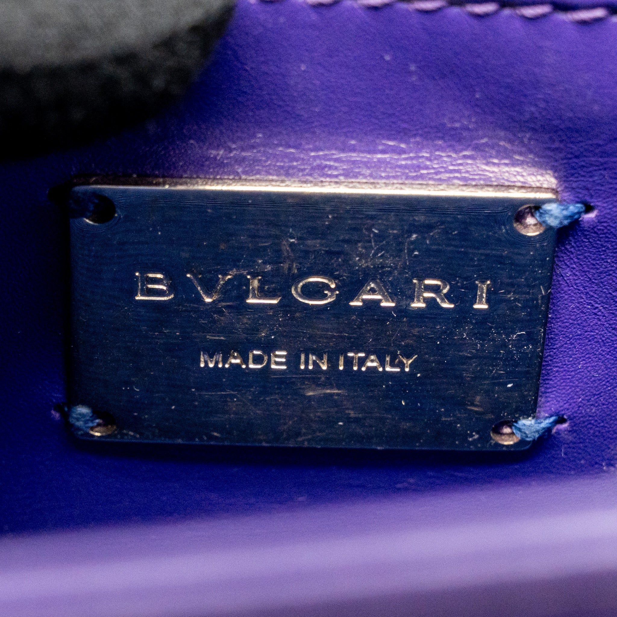 BVLGARI SERPENTI FOREVER BAG CRYSTAL GALUCHAT/CALFSKIN PURPLE LGHW