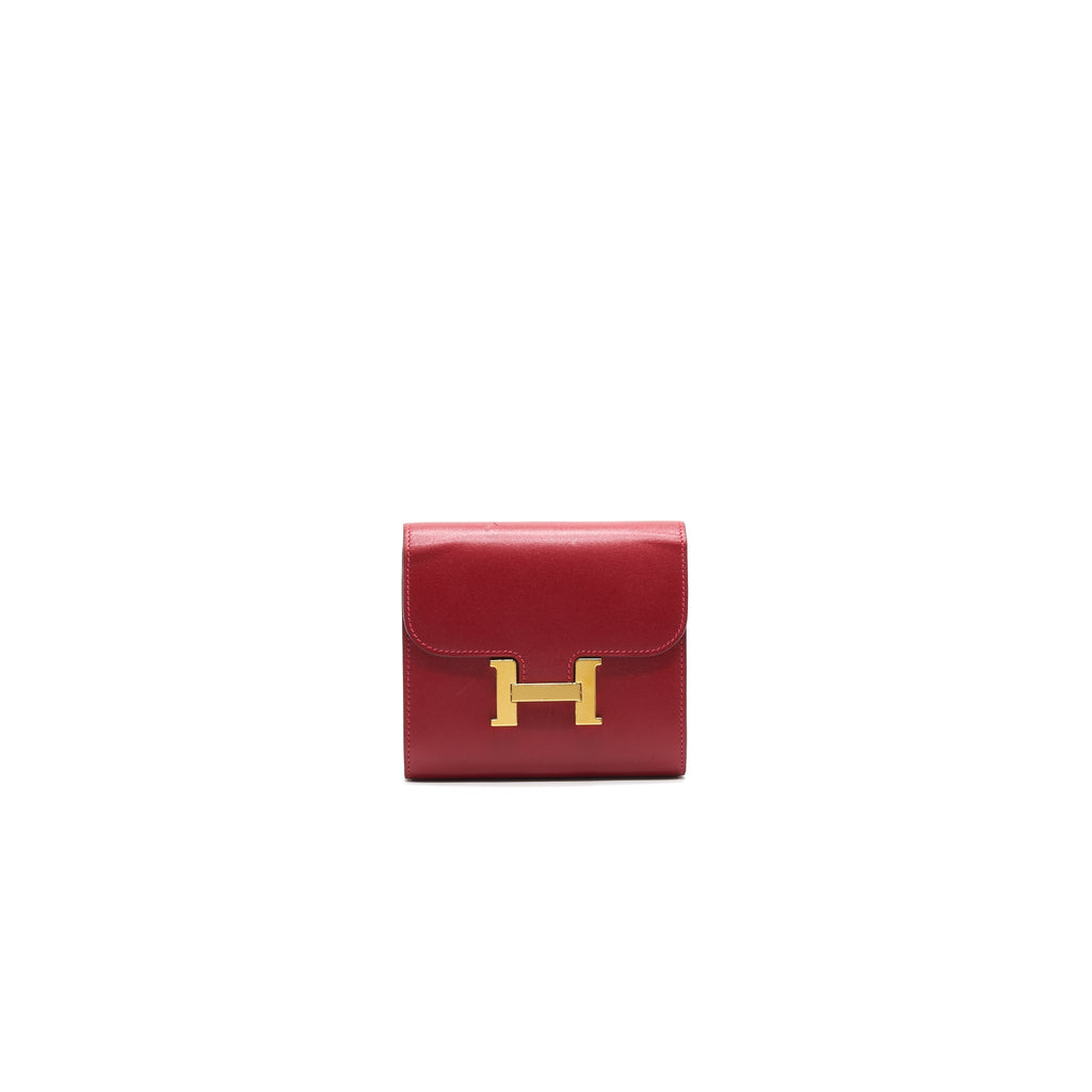 HERMES MINI CONSTANCE WALLET RED WITH GHW
