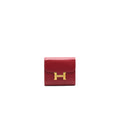 HERMES MINI CONSTANCE WALLET RED WITH GHW