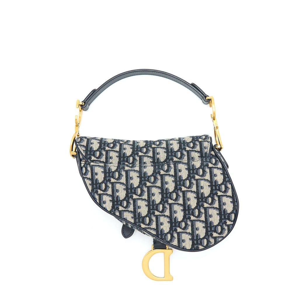 DIOR MINI SADDLE BLUE OBLIQUE GHW