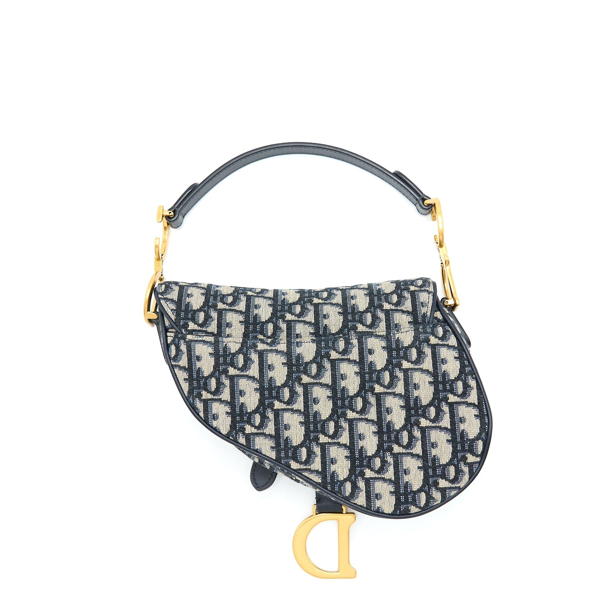 DIOR MINI SADDLE BLUE OBLIQUE GHW