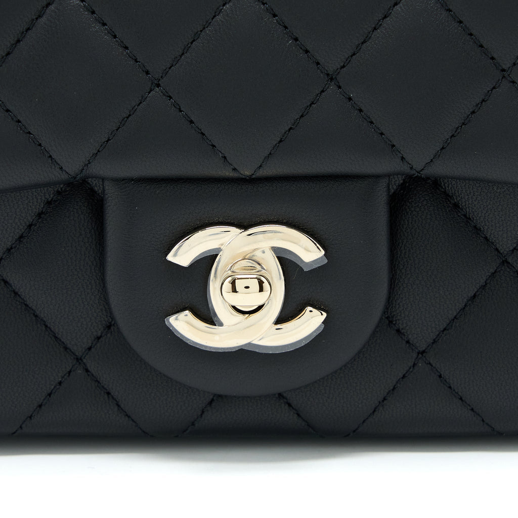 CHANEL 23C PEARL CRUSH MINI SQUARE FLAP BAG LAMBSKIN BLACK LGHW (MICROCHIP)