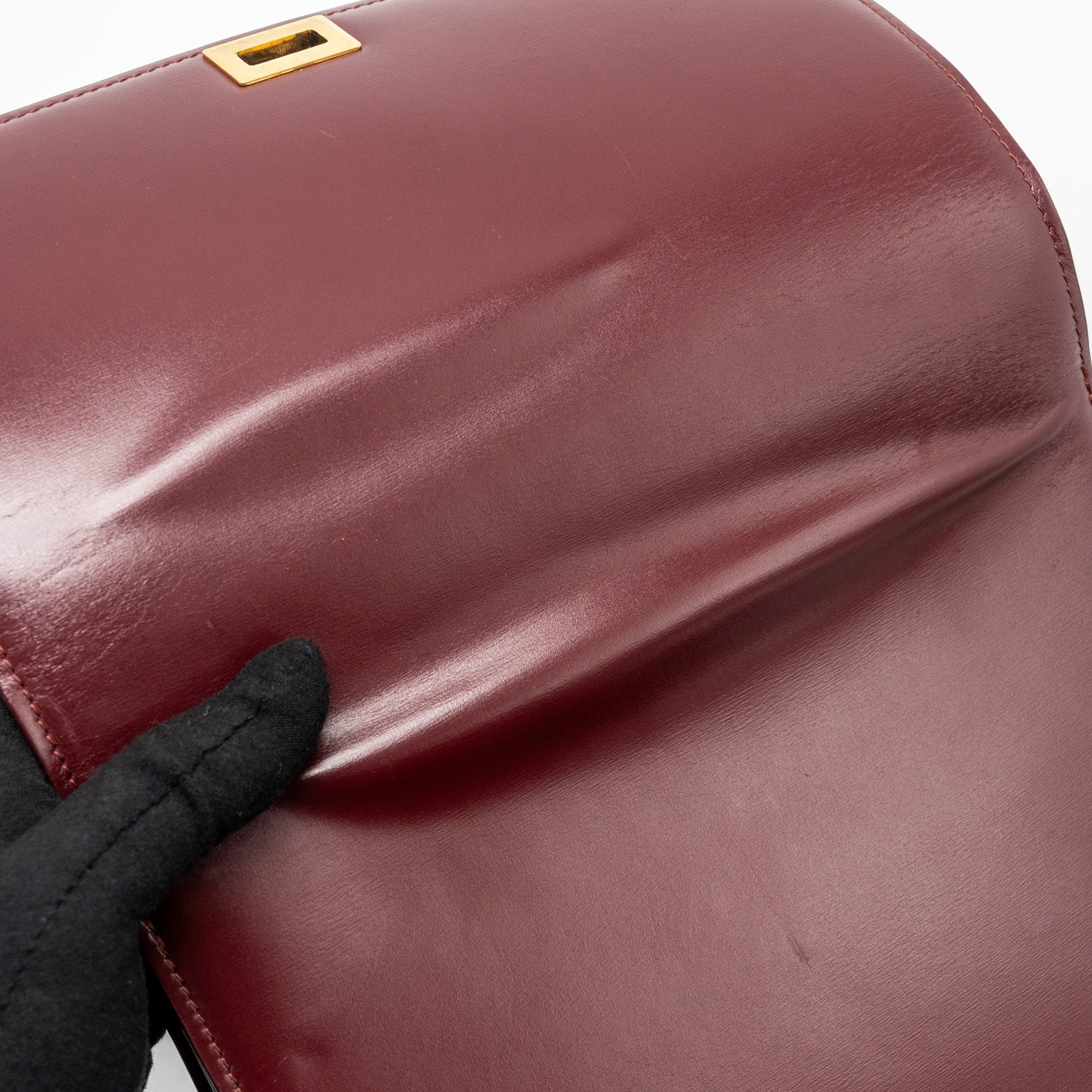 CELINE MEDIUM CLASSIC BOX BAG CALFSKIN DARK RED GHW