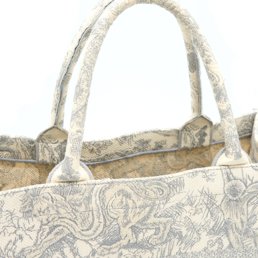 DIOR MEDIUM DIOR BOOK TOTE GREY TOILE DE JOUY EMBROIDERY