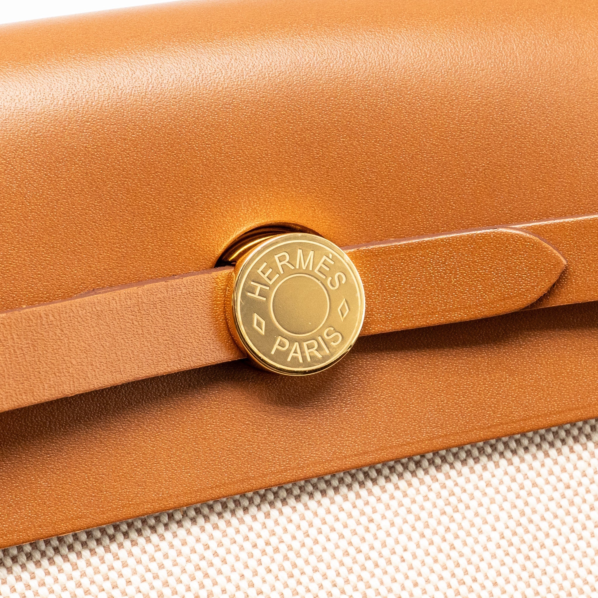 HERMES HERBAG MINI CANVAS/HUNTER LEATHER ECRU-BEIGE/FAUVE GHW
