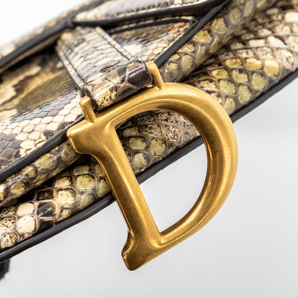 DIOR MINI SADDLE BAG PYTHON MULTICOLOUR GHW