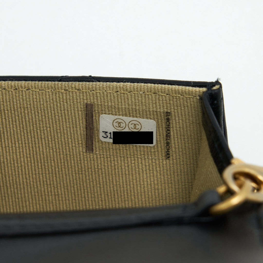 CHANEL PEARL CRUSH MINI FLAP BELT BAG LAMBSKIN BLACK GHW