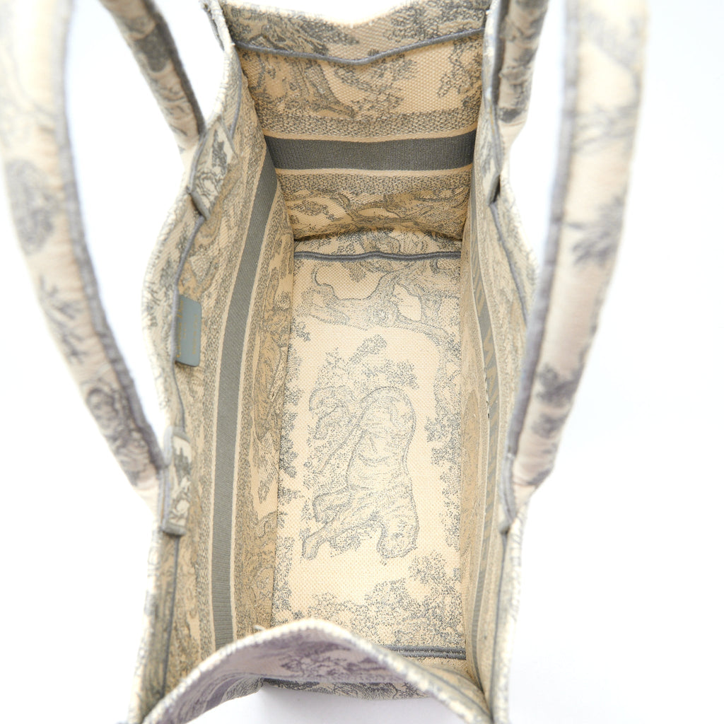 DIOR MEDIUM DIOR BOOK TOTE GREY TOILE DE JOUY EMBROIDERY