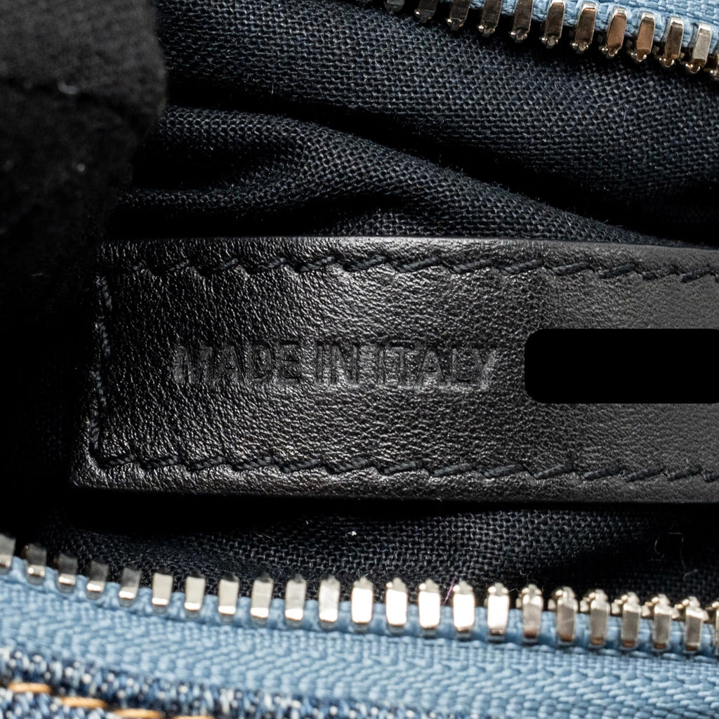 BALENCIAGA LE CAGOLE XS SHOULDER BAG BB MONOGRAM DENIM LIGHT BLUE SHW