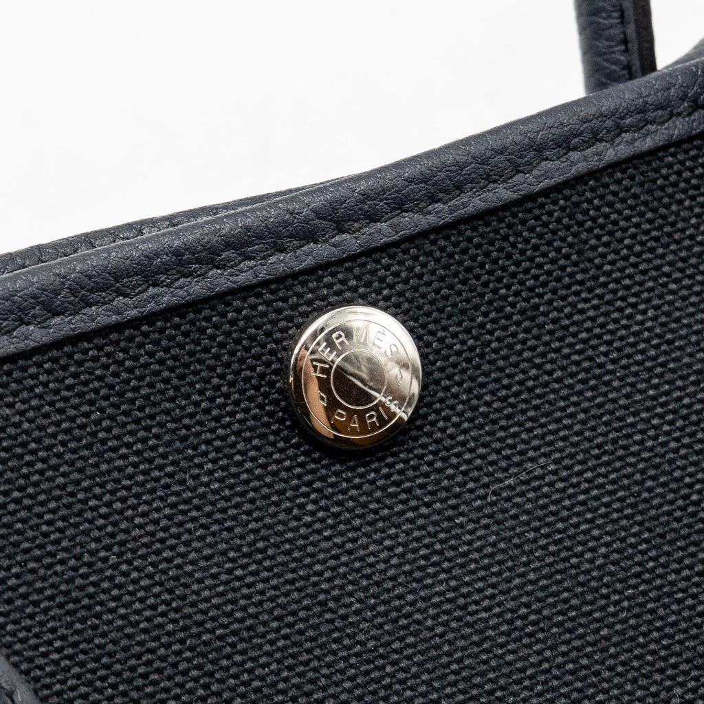 HERMES GARDEN PARTY 30 CANVAS/NEGONDA BLACK/BLUE INDIGO SHW
