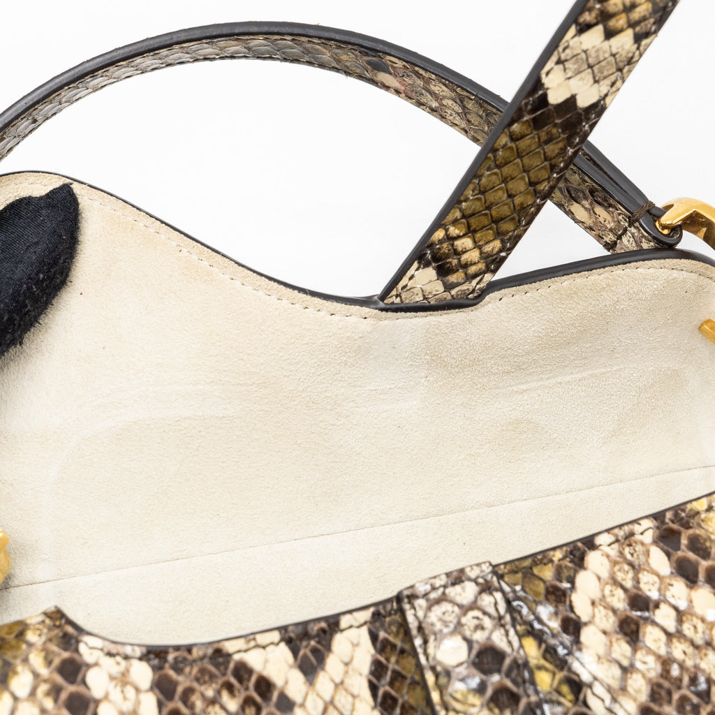DIOR MINI SADDLE BAG PYTHON MULTICOLOUR GHW