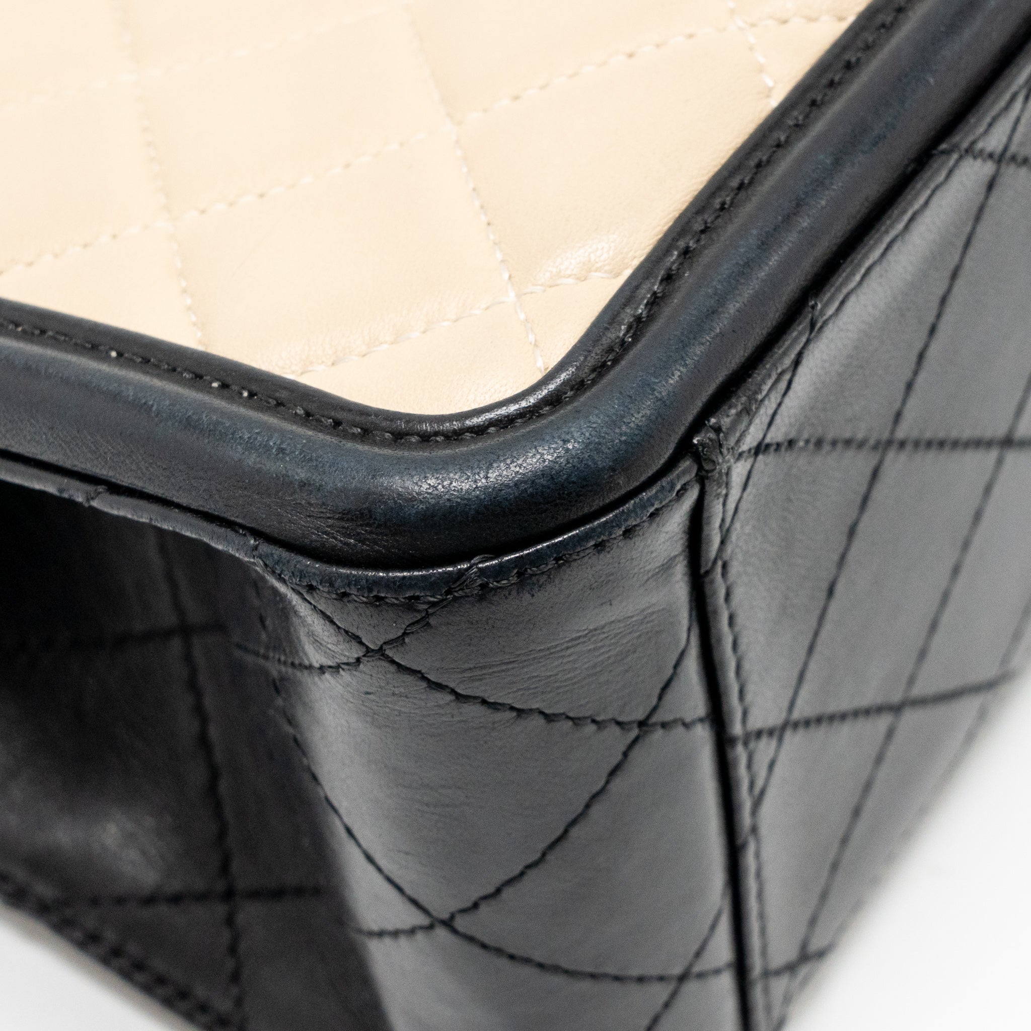 CHANEL ELEGANT CC TOTE QUILTED LAMBSKIN BEIGE/BLACK GHW