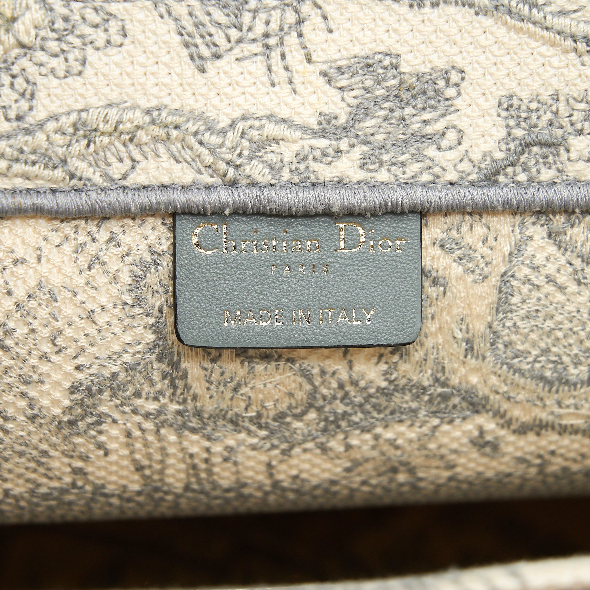 DIOR SMALL DIOR BOOK TOTE GRAY TOILE DE JOUY EMBROIDERY AN EXTRA DIOR TWILLY