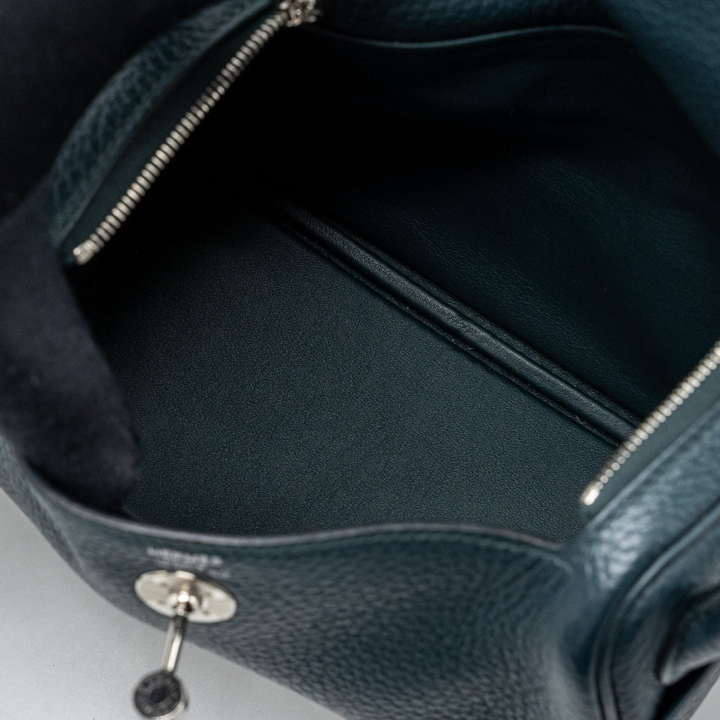 HERMES MINI LINDY CLEMENCE VERT CYPRES SHW