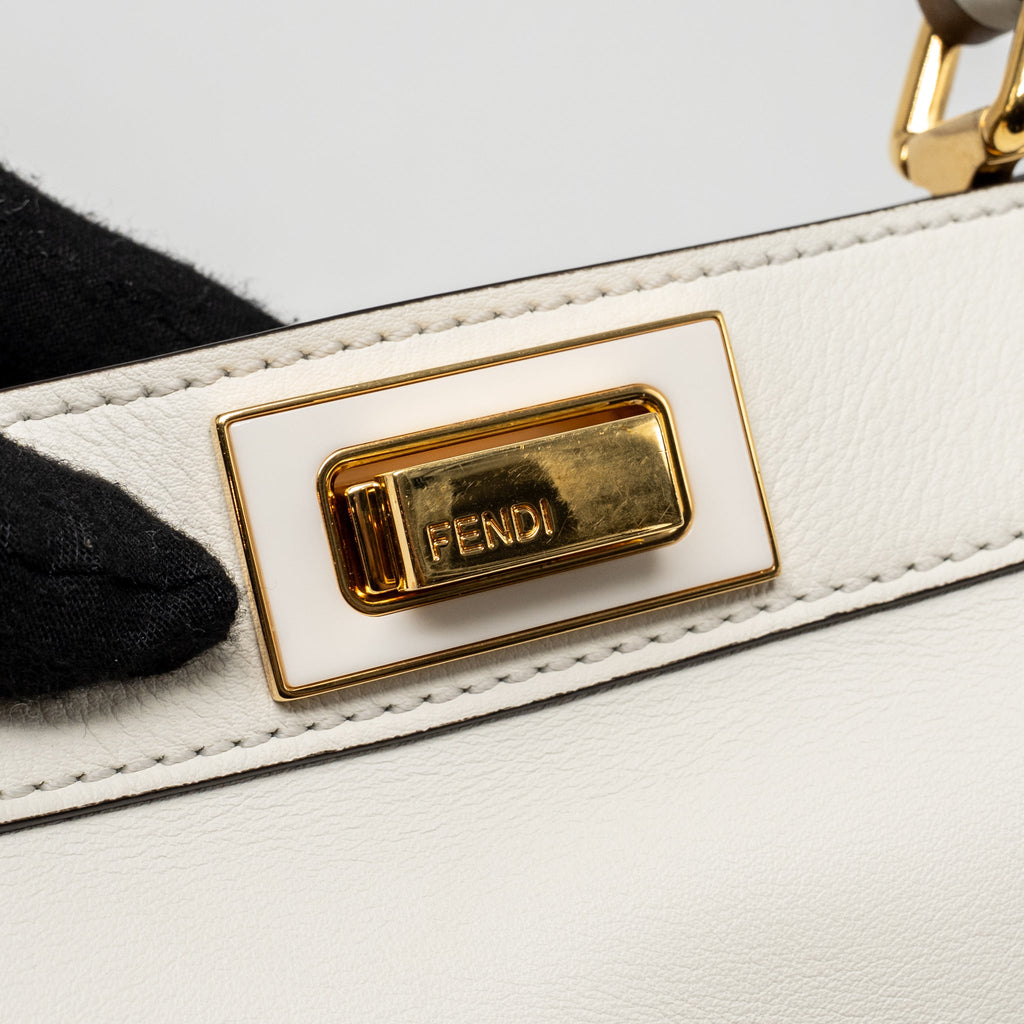 FENDI SMALL PEEKABOO ISEEU BAG NAPA LEATHER WHITE/BEIGE GHW