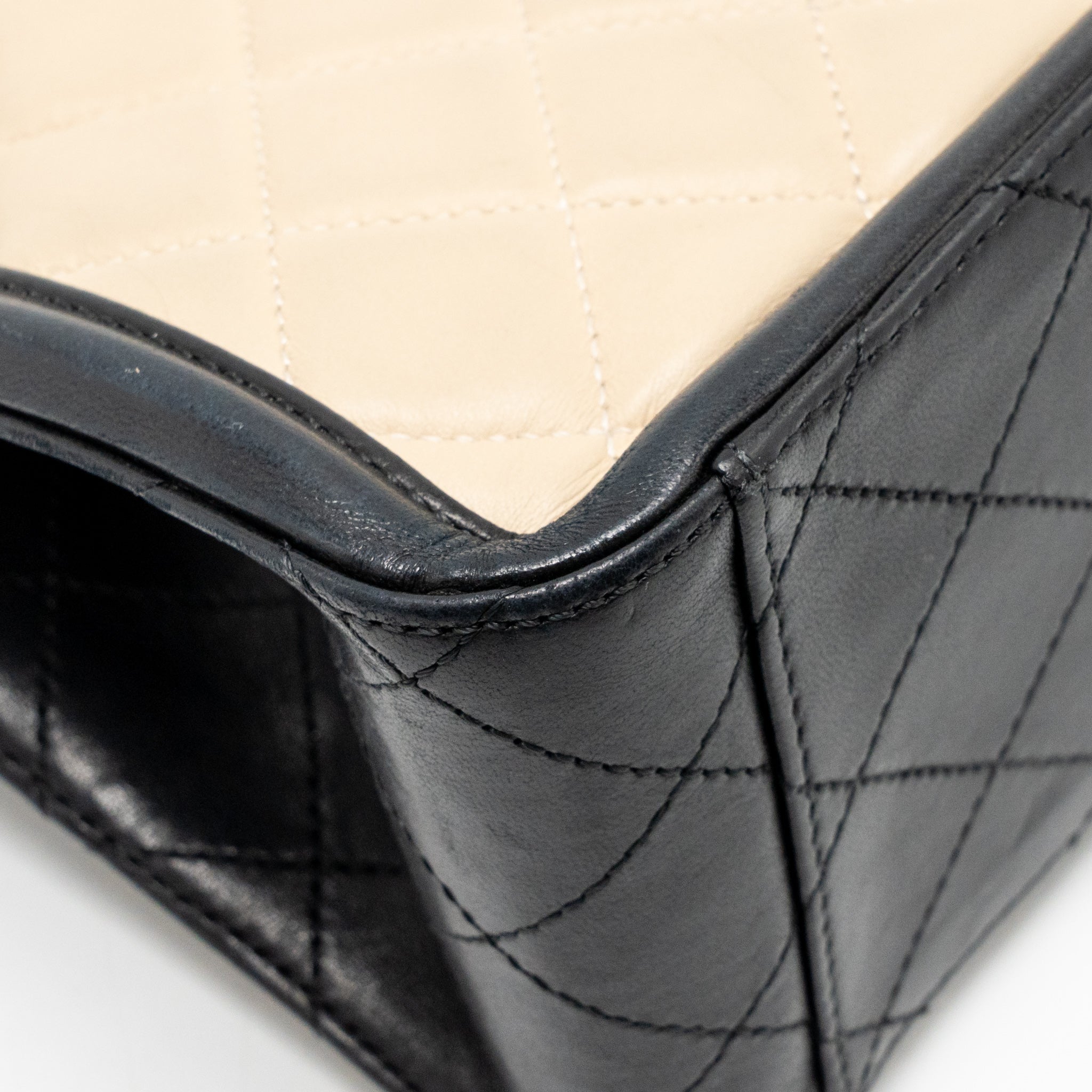 CHANEL ELEGANT CC TOTE QUILTED LAMBSKIN BEIGE/BLACK GHW