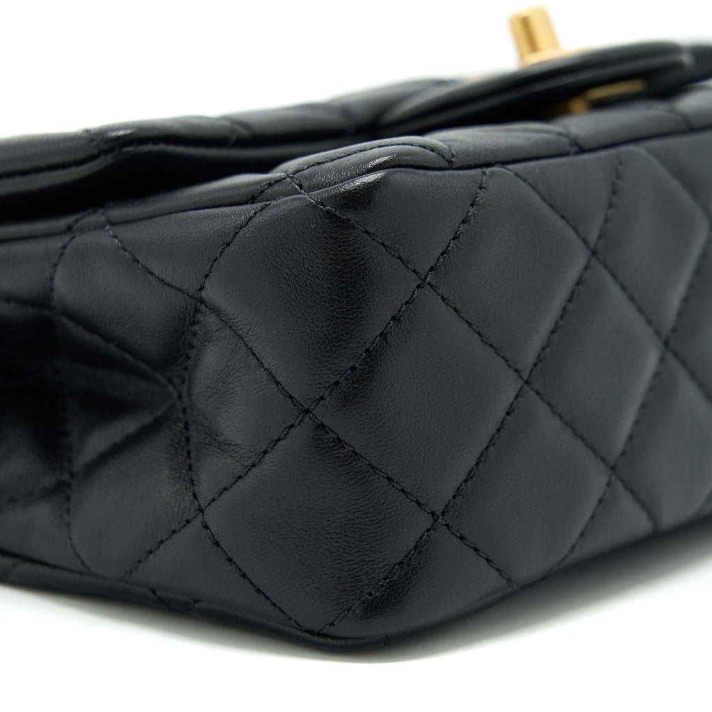 CHANEL 22C PEARL CRUSH MINI RECTANGULAR LAMBSKIN BLACK GHW (MICROCHIP)